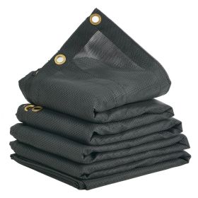 VEVOR Dump Truck Mesh Tarp, 7 x 14 ft, PVC Coated Black Heavy Duty Cover with 5.5" 18oz Double Pocket, Brass Grommets