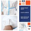 Disposable Coverall. White Polypropylene 50 gsm Overall with Waterproof Microporous Film. Laminated Small Full Body Protective Suit with Hood and Boot