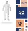 Disposable Coveralls with Hood, Boots Medium, Pack of 50 White Paint Coveralls Disposable, SF PP 60 GSM Waterproof Hazmat Suits Disposable