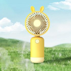 1pc; Cartoon Handheld Small Fan; Usb Portable Mini Rechargeable Silent Large Wind Fan (Color: Yellow)