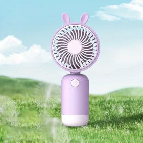 1pc; Cartoon Handheld Small Fan; Usb Portable Mini Rechargeable Silent Large Wind Fan (Color: Purple)