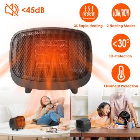 Small Electric Space Heater Portable Mini PTC Ceramic Space Heater Fan w/ Tip-Over (Color: Black)