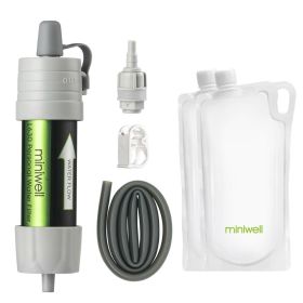 Miniwell L630 Portable Outdoor Water Filter Survival Kit with Bag for Camping ,Hiking & Travelling (Color: gray)