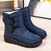 Winter new warm large size women's snow boots Female Velcro waterproof high top shoes couple plus fleece snow boots